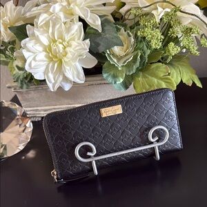 Kate Spade Penn Place Black Leather Embossed Wallet